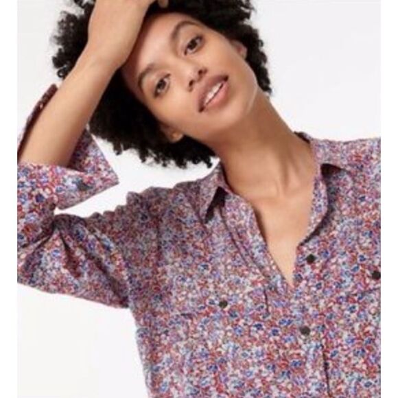 NWT J.Crew Classic-Fit Silk Shirt in Floral Size 8 - Picture 3 of 8
